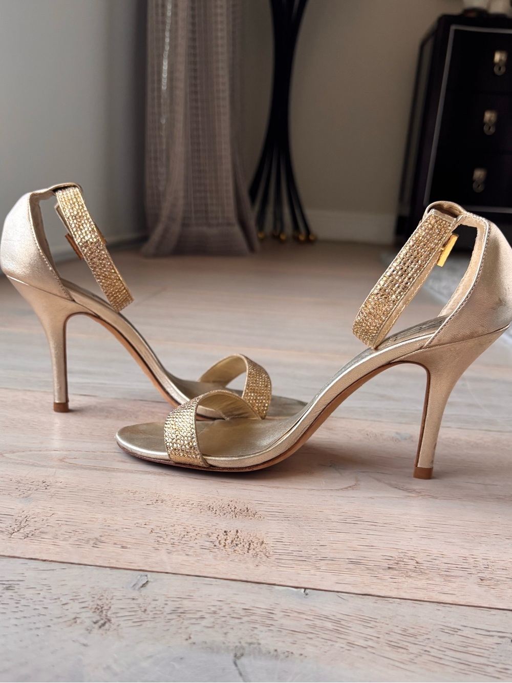 Bella Moda Gold Strappy Stiletto Sandals